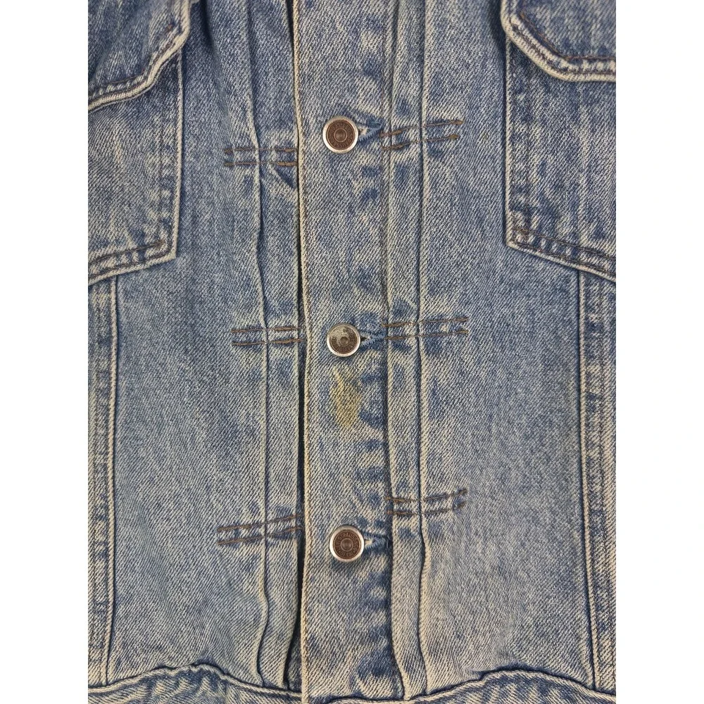 80s/90s VTG Levis Silver Tab Denim Jacket‎ Mens L Light Wash Trucker Back Buckle